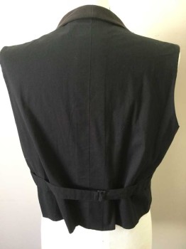 JORDI, Faded Black, Black, Cotton, Solid, Shawl Lapel, 5 Buttons, 2 Pockets, Twill Front in Charcoal, Back Solid Black Cotton Plain Weave, with Adjustable Belt, Old West,