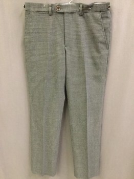 Mens, Slacks, BANANA REPUBLIC, Charcoal Gray, Navy Blue, Dk Olive Grn, Wool, Plaid, 30, 30, Flat Front, Zip Front, 4 Pockets, Adjustable Button Tab Waistband, Watch Pocket, Suspender Buttons, Top Stitch,