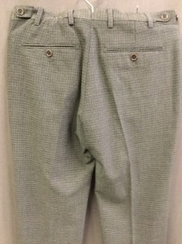 Mens, Slacks, BANANA REPUBLIC, Charcoal Gray, Navy Blue, Dk Olive Grn, Wool, Plaid, 30, 30, Flat Front, Zip Front, 4 Pockets, Adjustable Button Tab Waistband, Watch Pocket, Suspender Buttons, Top Stitch,
