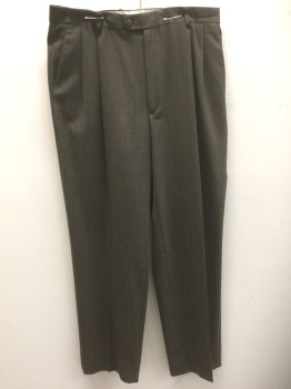 ZANELLA, Brown, Lt Brown, Rust Orange, Wool, 2 Color Weave, Speckled, Brown Speckled Weave with Rust Specks Throughout, Double Pleated, Button Tab Waist, Zip Fly, Relaxed Leg, 1990's/00's