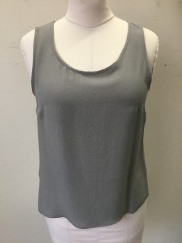 CITRON, Gray, Silk, Solid, Crinkled Texture Crepe, Sleeveless, Scoop Neck, Pullover