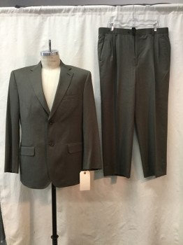 JOSEPH & FEISS, Putty/Khaki Gray, Wool, Solid, Notched Lapel, 2 Buttons,  3 Pockets,