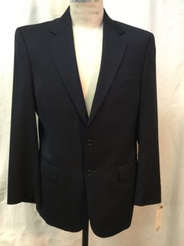 JOS A BANK, Midnight Blue, Wool, Solid, Single Breasted, 2 Buttons,  3 Pockets, Notched Lapel,