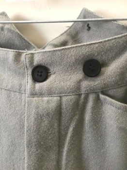 FRONTIER CLASSICS, Gray, Cotton, Solid, Heavy Cotton Twill, Button Fly, Black Suspender Buttons at Outside Waist, 3 Pockets, Belted Back, Reproduction