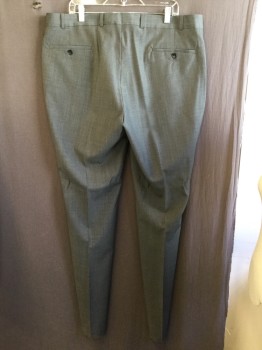 K. COLE, Heather Gray, Wool, Heathered, 1.5" Waist Band, Belt Hoops, Zip Front, Flat Front, 4 Pockets