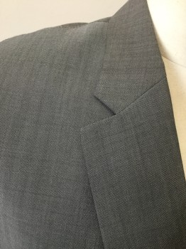 N/L, Gray, Wool, Solid, Single Breasted, Notched Lapel, 3 Pockets, 2 Buttons