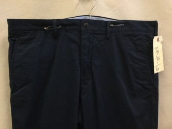 Mens, Casual Pants, POLO, Navy Blue, Cotton, Solid, 34, 35, Navy, Flat Front, Zip Front, 4 Pockets