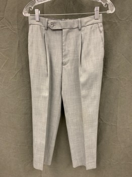 CARAVELLI, Lt Gray, Polyester, Viscose, Heathered, Pleated Front, Zip Fly, Button Tab Closure, 4 Pockets, Belt Loops