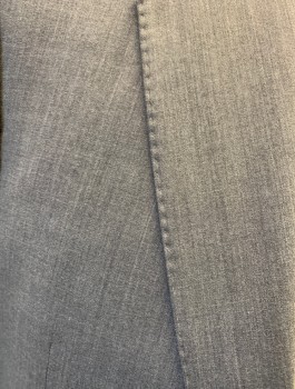 ABBA, Charcoal Gray, Wool, Polyester, Solid, Single Breasted, Notched Lapel, Hand Picked Stitching on Lapel, 2 Buttons, 2 Pockets, Double Back Vent