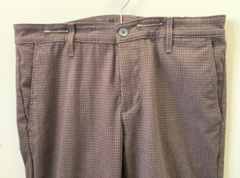 AG, Brown, Dk Brown, Cotton, Polyester, Houndstooth, Flat Front, Zip Fly, 4 Pockets, Belt Loops