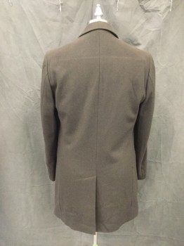 Mens, Coat, Overcoat, KIN, Dk Olive Grn, Wool, Polyester, Solid, 40, Single Breasted, Hidden Placket, Collar Attached, Notched Lapel, 2 Pockets, Long Sleeves, Short