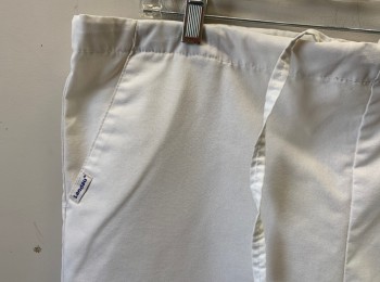 LANDAU, White, Poly/Cotton, Solid, Drawstring Waist, 3 Pockets: 2 Side Pockets, 1 Patch Pocket in Back