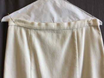 Womens, Skirt, Below Knee, NARCISCO RODRIGUEZ, Cream, Linen, Cotton, Solid, 2, 1.1" Waistband, 2 Vertical Seams Front & Back, Expose Zip Back All the Way Down
