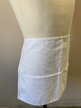 UTY, White, Poly/Cotton, Solid, Twill, 3 Pockets/Compartments, Self Ties at Waist