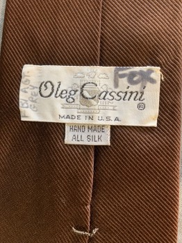 Mens, Tie, OLEG CASSINI, Chocolate Brown, Silk, Solid, Faille, Multiple