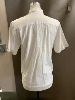 Mens, Casual Shirt, CUBAVERA, White, Cotton, Solid, S, Button Front, S/S, C.A., 1 Pocket,
