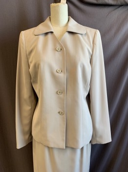 VANETTI, Khaki Brown, Polyester, Solid, 1980s, Collar Attached, Single Breasted, Button Front, 4 Buttons