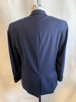 Mens, Sportcoat/Blazer, RALPH LAUREN, Navy Blue, Wool, Solid, 40R, Single Breasted, 2 Buttons, 3 Pockets, Notched Lapel, Single Vent, Gold Medallion Buttons