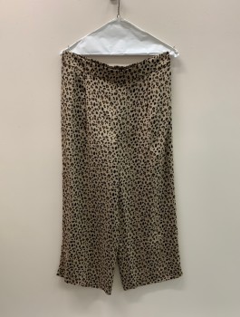 Womens, Pants, J. CREW, Beige, Multi-color, Synthetic, Animal Print, 6, Elastic Waistband, Pleated Front, Brown/Black Cheetah Print