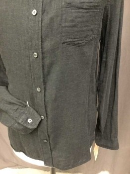 VINCE, Dk Gray, Lt Gray, Cotton, Heathered, Dark Gray W/light Gray Lining, Collar Attached, Button Front, 1 Pocket, Long Sleeves, See Photo Attached,