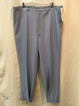 NO LABEL, Dusty Blue, Polyester, Solid, Flat Front, Zip Fly, Belt Loops, 4 Pockets,