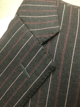 VERSACE, Charcoal Gray, Pink, Lt Pink, Rayon, Stripes - Pin, Charcoal with Pink and Light Pink Pinstripes, Single Breasted, Notched Lapel, 2 Buttons, 3 Pockets, Solid Black Lining