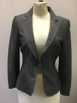 Womens, Blazer, CLASSIQUES ENTIER, Gray, Rayon, Wool, Solid, 2, Notched Lapel, 1 Hook & Eye Behind Small Silver Button Closure at Center Front, Fitted, **Has a Double