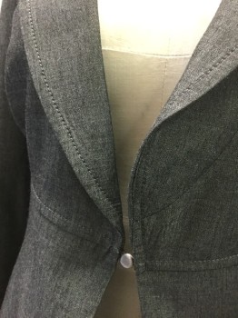 Womens, Blazer, CLASSIQUES ENTIER, Gray, Rayon, Wool, Solid, 2, Notched Lapel, 1 Hook & Eye Behind Small Silver Button Closure at Center Front, Fitted, **Has a Double