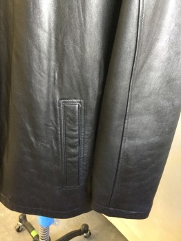 Mens, Leather Jacket, WILSONS LEATHER, Black, Leather, Solid, XXL, Collar Attached, Zip Front, 2 Pockets, Long Sleeves, Black Lining