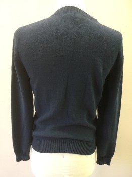 APC, Dk Blue, Cotton, Polyamide, Solid, Ribbed Knit Crew Neck/Waistband/Cuff, Long Sleeves, "APC" Self Embroidery on Chest
