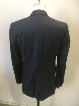 Mens, Suit, Jacket, LANVIN, Charcoal Gray, Wool, Cashmere, Solid, 35/30, 38S, Single Breasted, 2 Buttons,  Notched Lapel, 3 Pockets, Wool Flannel, Center Back Vent, Hand Picked Lapel
