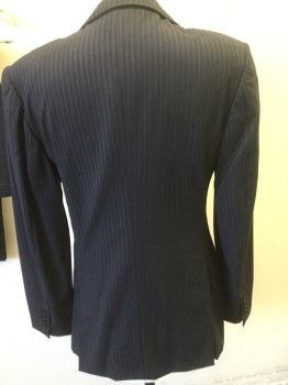 Mens, Suit, Jacket, ARMANI COLLECTION, Purple, Lilac Purple, Wool, Stripes - Pin, 34/30, 38 R, Dark Purple with a Lilac Dotted Pinstripe, One Button Front, Slit Pockets,