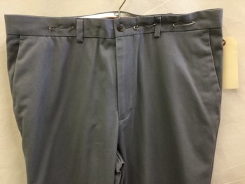 Mens, Casual Pants, HAGGARD, Gray, Cotton, Solid, 34, 36, Gray, Flat Front, Zip Front, 4 Pockets