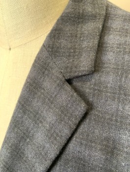 HUGO BOSS, Charcoal Gray, Black, Wool, Plaid, Single Breasted, Notched Lapel, 2 Buttons, 3 Pockets, **Has Some Stains Inside Lining