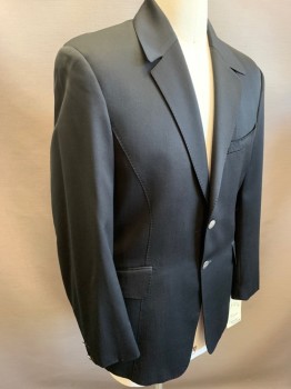 Mens, Sportcoat/Blazer, THIERY MUGLER, Black, Wool, Solid, 40 R, 2 Buttons,  Notched Lapel, 3 Pockets,