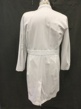 LANDAU, White, Poly/Cotton, Solid, Notched Lapel, Long Sleeves, 3 Pockets, 5 Buttons, 2 Side Seam Pocket Holes, Pleated at Back Waistband
