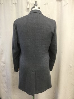 Mens, Coat, Overcoat, HICKEY FREEMAN, Lt Gray, Wool, Heathered, 40R, Single Breasted, Collar Attached, Notched Lapel, 3 Pockets, Long Sleeves