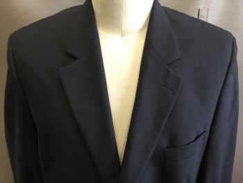 JOHN WEITZ, Midnight Blue, Wool, Solid, 2 Buttons,  Notched Lapel, 3 Pockets,