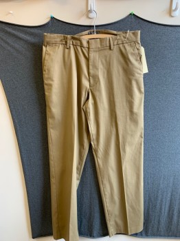 DOCKERS, Tan Brown, Cotton, Solid, Flat Front, 4 Pockets,
