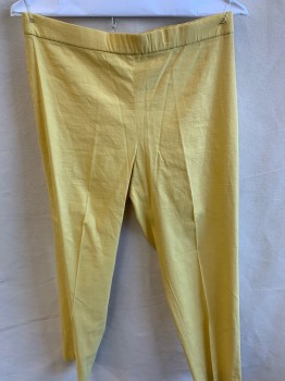 THEORY, Mustard Yellow, Linen, Solid, 1.3" Waistband Front & Elastic Back, Flat Front (above Ankle)