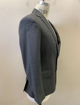 J. Crew, Charcoal Gray, Wool, Solid, Button Front, 2 Buttons,  2 Pockets,