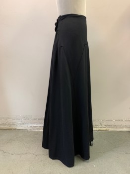 NL, Black, Wool, Solid, Drop Waist Panel Diamond X Shape on Sides, 8'' Center Panel with 2 Pleats ,Button tab on Top Back.