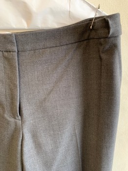 Womens, Slacks, CALVIN KLEIN, Dk Gray, Polyester, Rayon, Solid, W32, 6, Zip Front, Hook Closure, F.F, Creased Front, Button Extensions, Highline