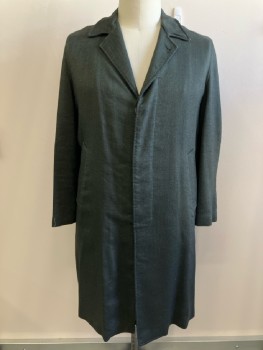 N/L, Dk Green, Wool, Solid, C.A., Notched Lapel, B.F., L/S, 2 Pckts, Back Vent