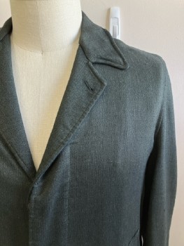 N/L, Dk Green, Wool, Solid, C.A., Notched Lapel, B.F., L/S, 2 Pckts, Back Vent