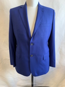 Mens, Sportcoat/Blazer, MAX DAVOLI, Dk Blue, Wool, 44R, Notched Lapel, Single Breasted, Button Front, 2 Buttons, 3 Pockets