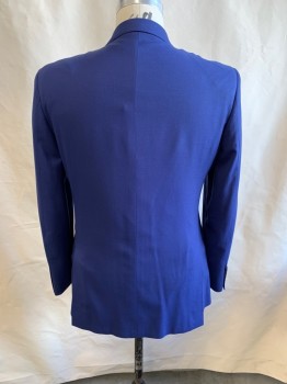 Mens, Sportcoat/Blazer, MAX DAVOLI, Dk Blue, Wool, 44R, Notched Lapel, Single Breasted, Button Front, 2 Buttons, 3 Pockets