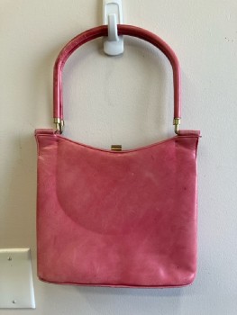 LEON OF CALIFORNIA, Pink Leather, 2 Handle Straps, Gold Hardware