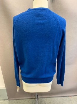 Mens, Pullover Sweater, JCREW, Dk Blue, Wool, Solid, L, CN, L/S,