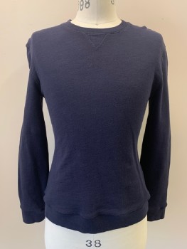 Mens, Pullover Sweater, BLOOMINGDALE'S, Navy Blue, Cotton, Solid, 36, S, CN, L/S,